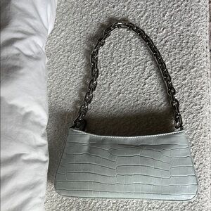 Elegant Blue Croc-Embossed Women's Bag